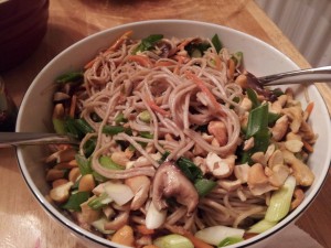 Soba Noodles with Edamame and Peanuts (or Cashews)